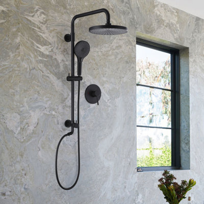 31'' Wall Mounted Exposed Shower Faucet With Anti-Scald Pressure Balance Valve