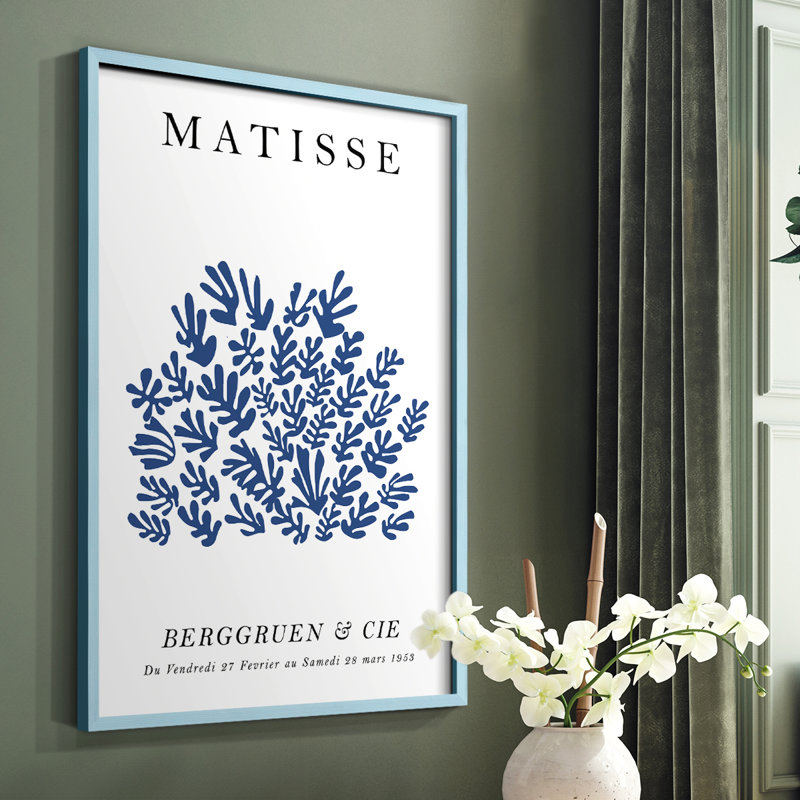 Matisse CCXCIX, reproduction encadrée - bois massif, H 10 po x l 8 po, Bleu