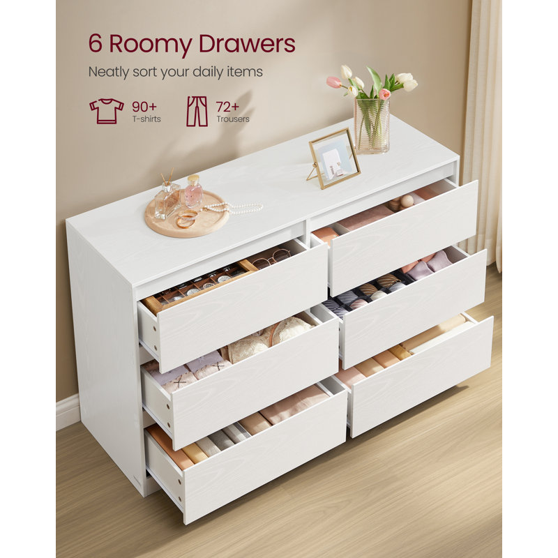 KAILYN Collection - Chest Of Drawers For Bedroom, Storage Organiser Unit With 6 Drawers, 40 X 119.4 X 75 Cm, Modern Style, Ebony