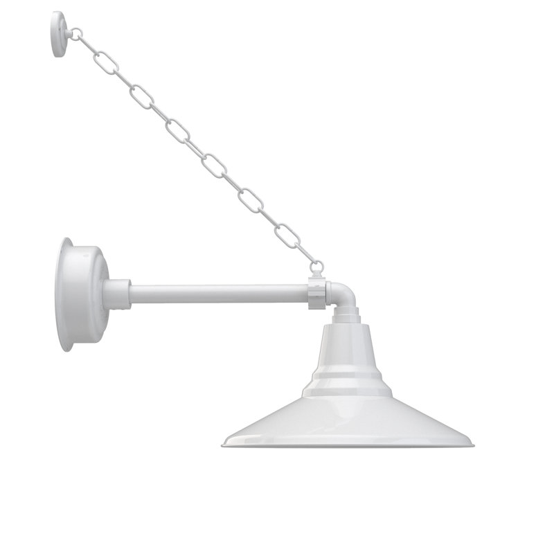 Luminaire de grange d’extérieur à del Albali, H 9,63 po x l 14 po x P 19,63 po, Blanc