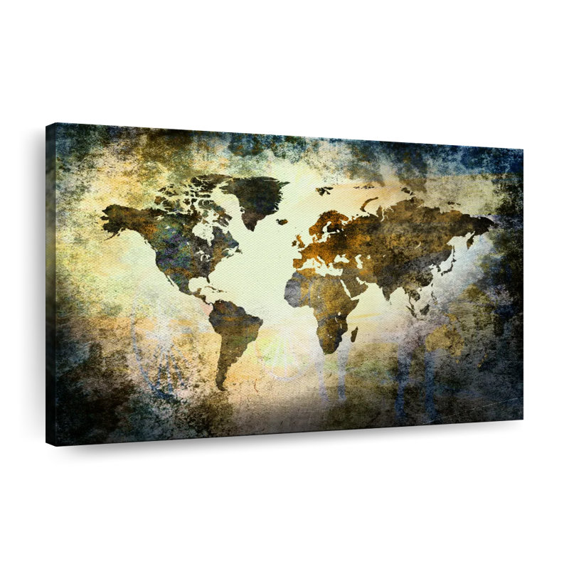 Earthy Texture World Map Canvas Print, 8" H x 12" W x 1" D