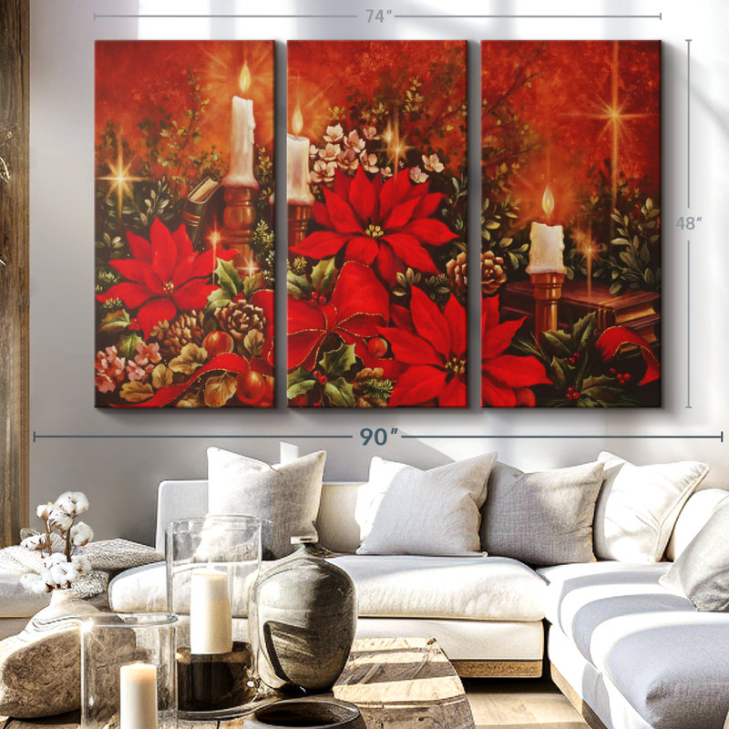 «Poinsettia éclairé» sur, H 48 po x l 74 po