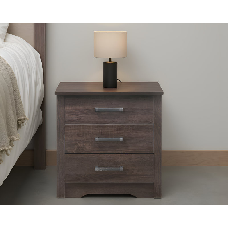 Table de chevet 3 tiroirs Saguenay Wenge, Wenge