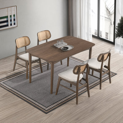 Solace Dining Set With Curved Cane-Back Chairs