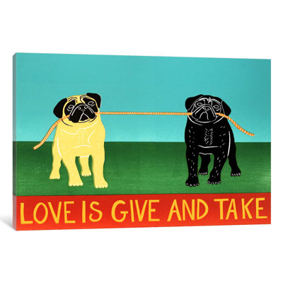 Love Is Give And Take by Stephen Huneck - Wrapped Canvas Print