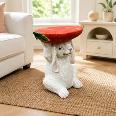 Table d'appoint en résine avec plateau en carotte, joli support pour plante d'intérieur et d'extérieur