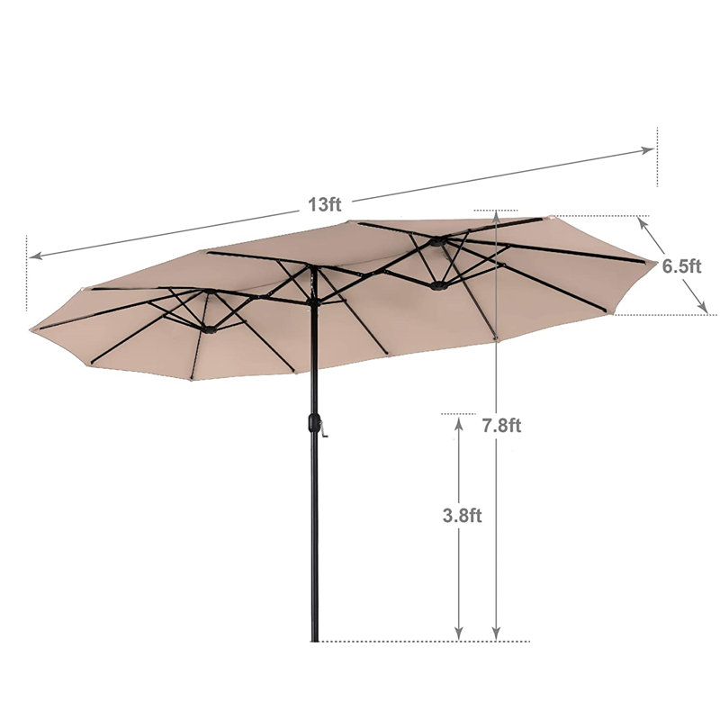 Ensemble de salle à manger rectangulaire pour 6 personnes 60 "avec coussins et parasol Leonard, Beige