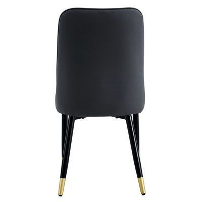 Charmant - Table et chaise Aura avec des autocollants en marbre sur un plateau en verre, des pieds dorés en acier inoxydable, des dossiers en cuir PU doux, pour des rassemblements familiaux, de magnifiques accents en or blanc,