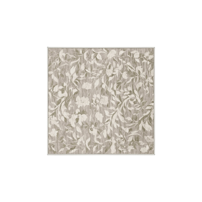 Silky Soft Plush Beige Area Rug, Square 4'
