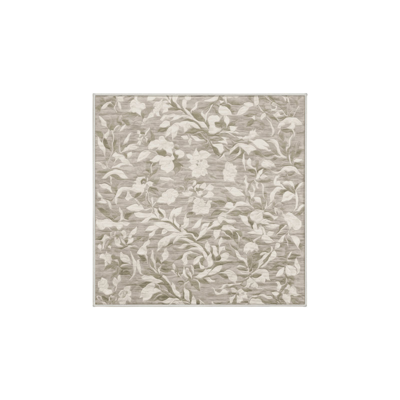 Tapis beige lavable à la machine, Carré 8 pi
