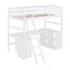 Lit mezzanine simple avec tiroirs, armoire, tablettes et bureau, lit mezzanine en bois avec bureau - blanc