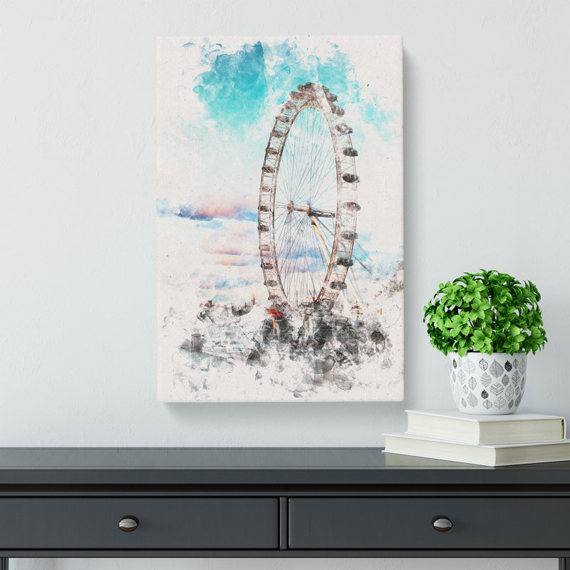 The London Eye - Wrapped Canvas, 91cm H x 60cm W x 3cm D