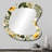 Botanical Neutrals Boho Pattern - Boho Asymmetrical Unique Wall Mirror, Bohemian Unique Shape Mirror, Printed Metal Art-1726007570