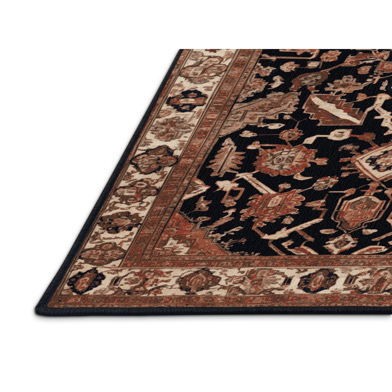 Tapis brun lavable à la machine, Rond 6 pi