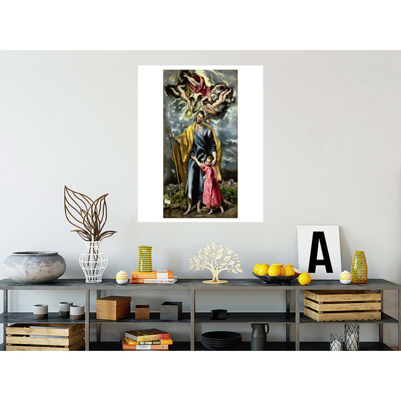 St. Joseph and the Christ Child par El Greco - Estampe numérique, H 40 po x l 32 po