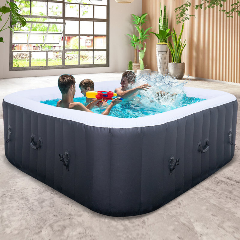 CQYG Hot Tub, Portable Inflatable Hot Tub, 2-6 Person Outdoor Spa with Bubble Jets and Heater Pump, Filter, 6 Person