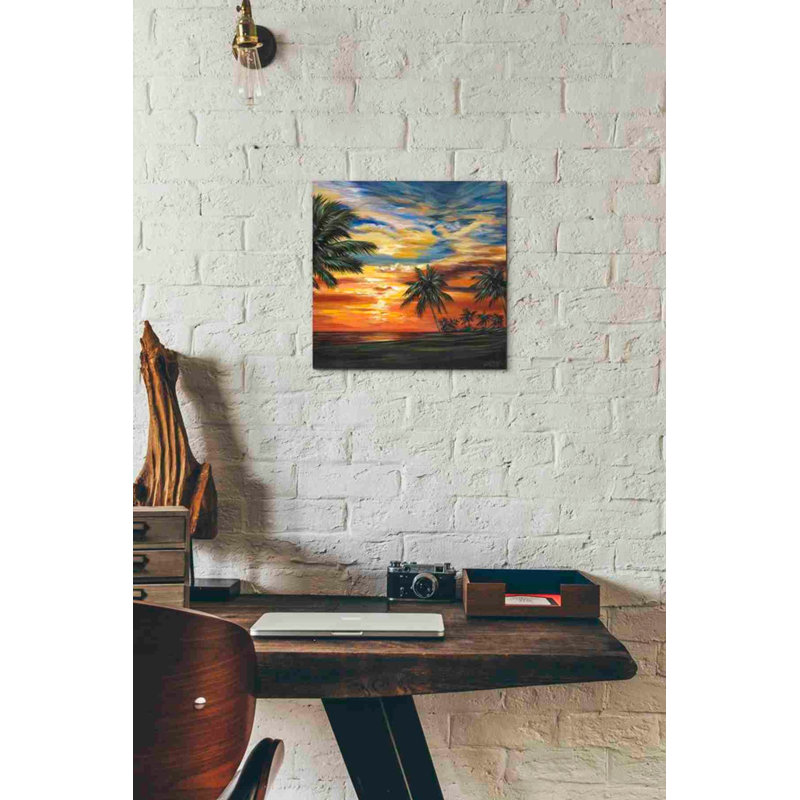 «Stunning Tropical Sunset II» par Carolee Vitaletti, art mural sur toile, H 12 po x l 12 po x P 0,75 po