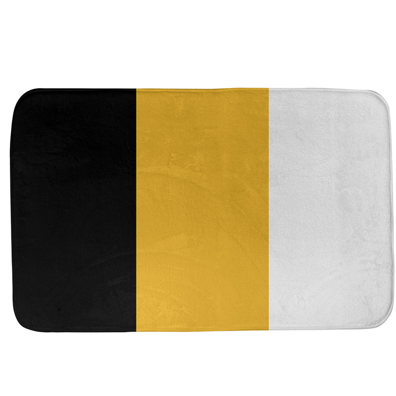 Memory Foam Non-Slip Bath Rug, 21" W x 34" L, Black/Gold, Oklahoma 