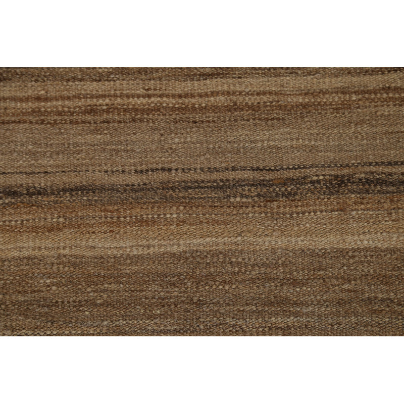 Tapis crème / brun en laine noué à la main de conception unique 5 pi 1 po x 6 pi 6 po New Age