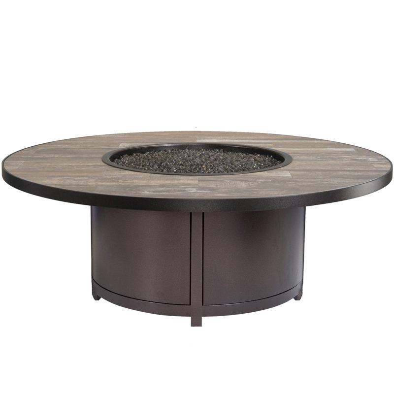 Capri Iron Outdoor Fire Pit Table, 19" H x 54" W x 54" D, Summit Gray, Graphite