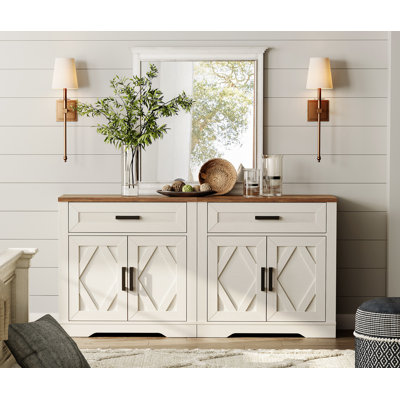 Grande armoire de style campagnard moderne de 63 po avec portes de grange et tiroirs Glenford 