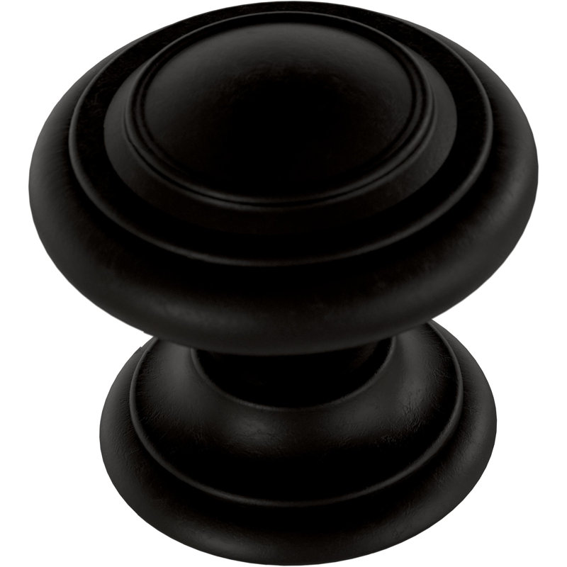 Simple Double Ring 1-1/8 in. (29 mm) Round Cabinet Knob, Matte Black