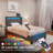Dimtry Upholstered Bed with Headboard, LED Lights and USB Power Strips-94489134