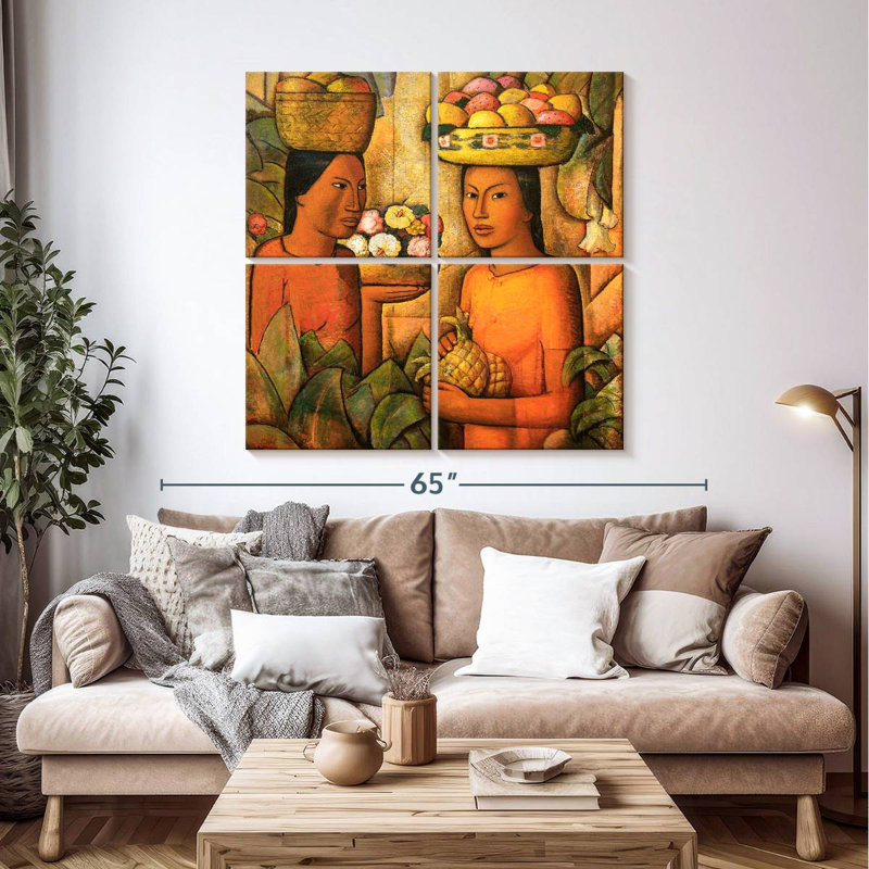 Mujeres Con Frutas, H 45 po x l 45 po