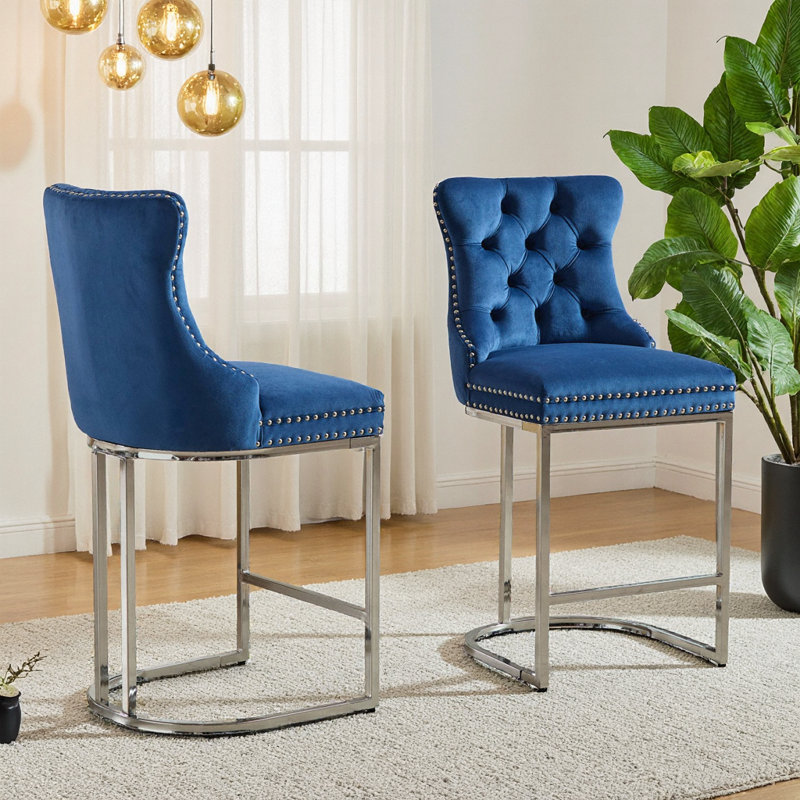 Ensemble de 2 tabourets de bar Velvet, Bleu
