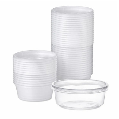 Lightweight Clear Plastic Round Deli Container with Lids 8oz