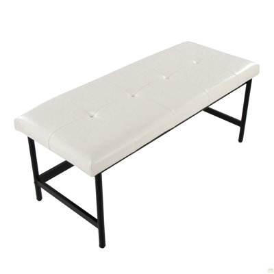 Bench In Black Metal And White Faux Leather