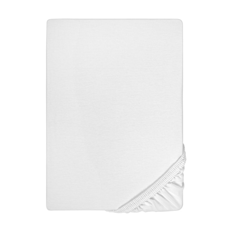 100% Cotton Jersey Knit Fitted Sheet, 90-100 x 190-220 cm, White