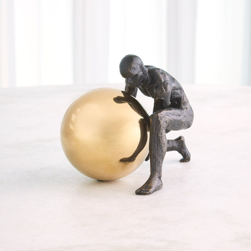 Boulder Man-Bronze W/Brass Sphere
