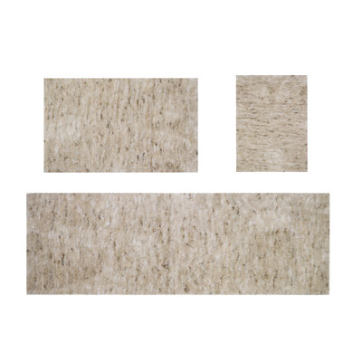 Ensemble de tapis de bain en microfibre de luxe 3 pièces, envers en caoutchouc antidérapant, tapis de salle de bain en peluche ultra-absorbant, à séchage rapide, lavables à la machine pour baignoire, lavabo, meuble-lavabo et douche, ivoire