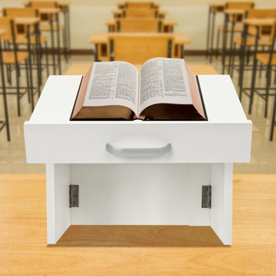 12.6'' Foldable Wood Tabletop Lectern with Storage