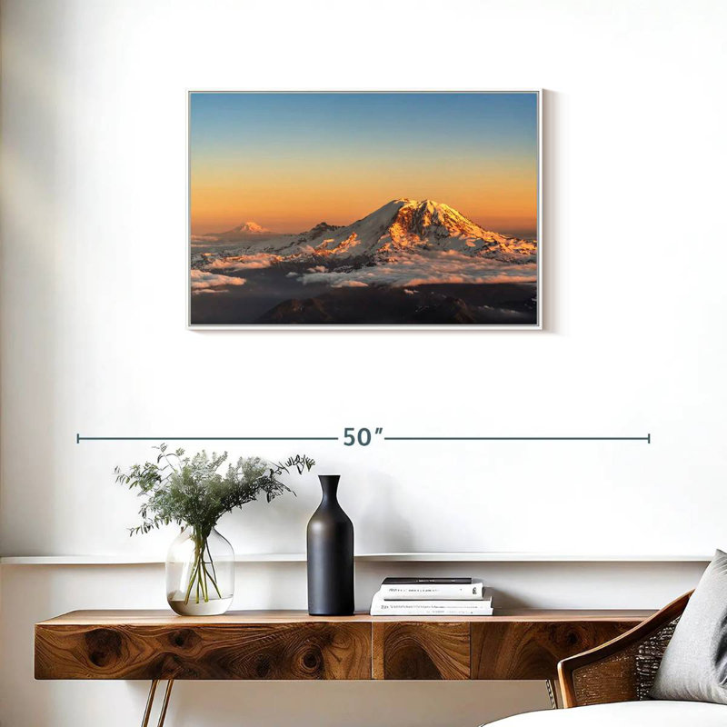 Winter Cascade Range, Floating Frame White, 31" X 21"