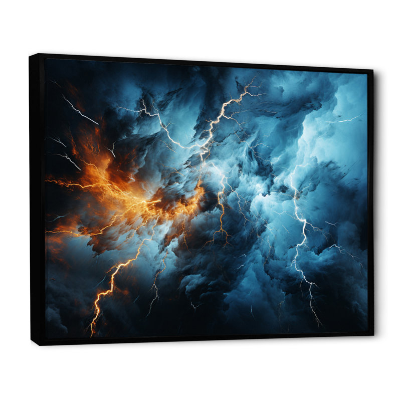 Lightning Electric Symphony I Framed On Canvas Print, H 16 po x l 32 po x P 1 po, Cadre flottant noir