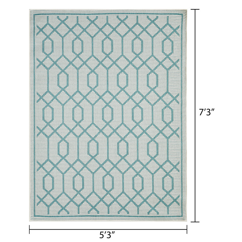 Annie-Jane Geometric Indoor / Outdoor Rug, Rectangle 5'3" x 7'3"