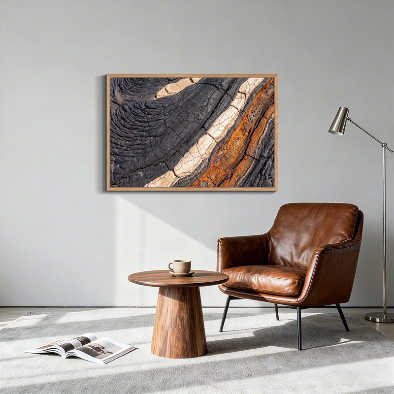 Art mural noir et blanc craquelé craquelé, 36"H x 48"W