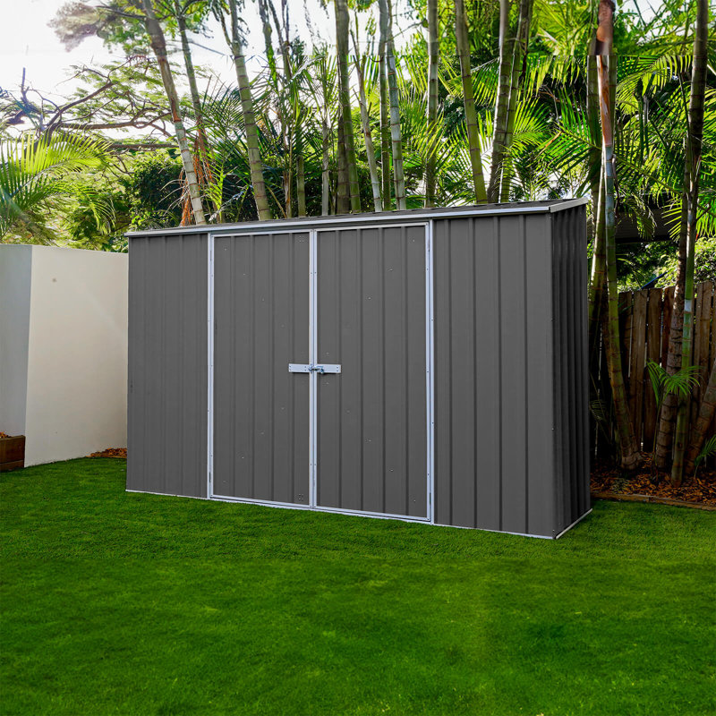 Abri de rangement en métal en acier galvanisé l 10 pi x P 2,5 po Absco Space Saver, Gris