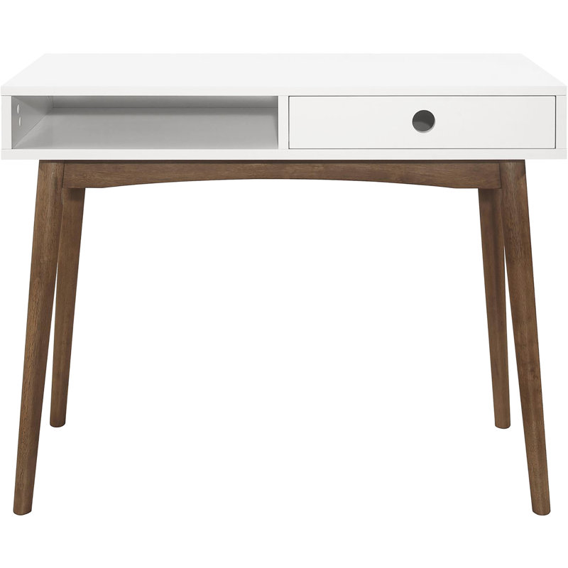 Le bureau blanc et noyer, de style moderne Mid-Century pour un bureau de travail efficace en noyer, améliore le processus