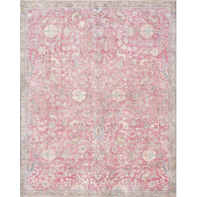 Canvello Vintage Tabriz Wool Raspberrie Area Rug- 7'3'' X 9'