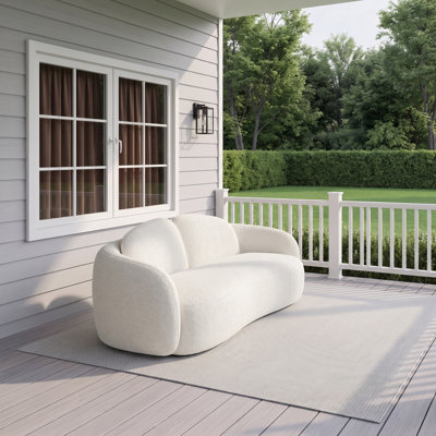 Curved Compressed Sag-Resistant Sofa with Removable Backrest, Easy Assembly, Retro Style, Ideal for Small Spaces & Apartments