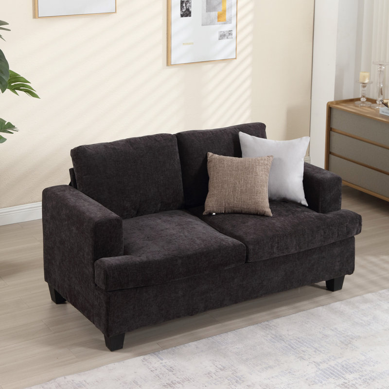 Canapé Derrald, 2, Gris chenille, Noir