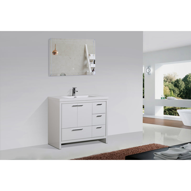 Melillo 41.5'' Single Bathroom Vanity Base Only, High Gloss White