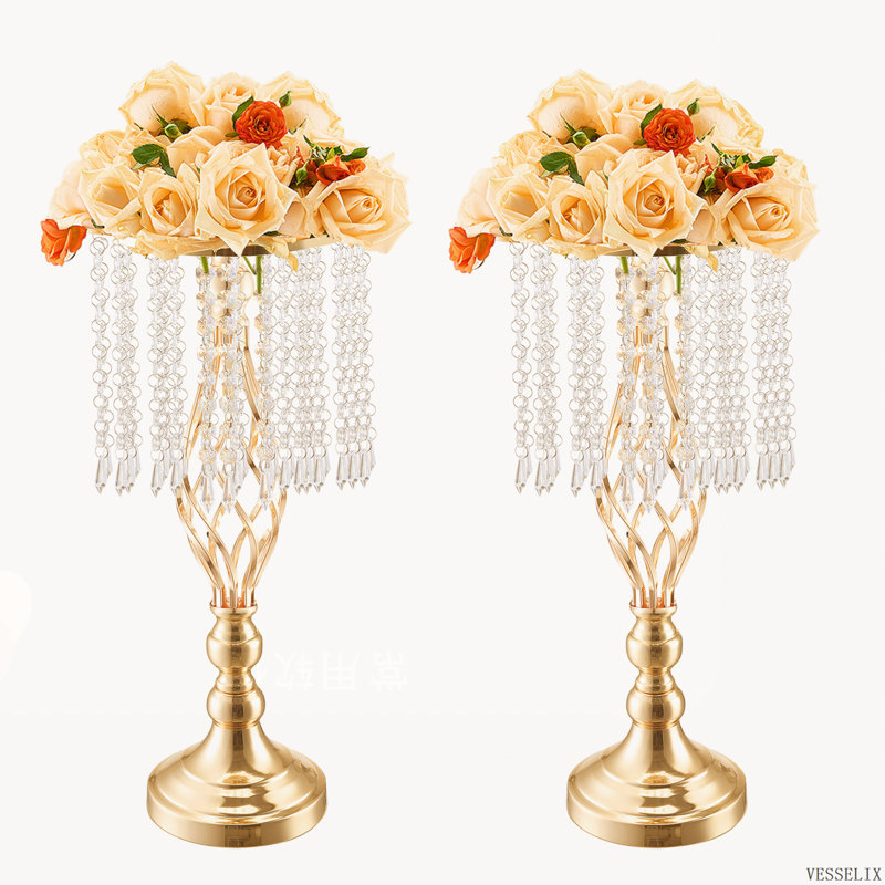 Ensemble de 12 vases supports à fleurs en cristal de 49 cm de hauteur pour mariage