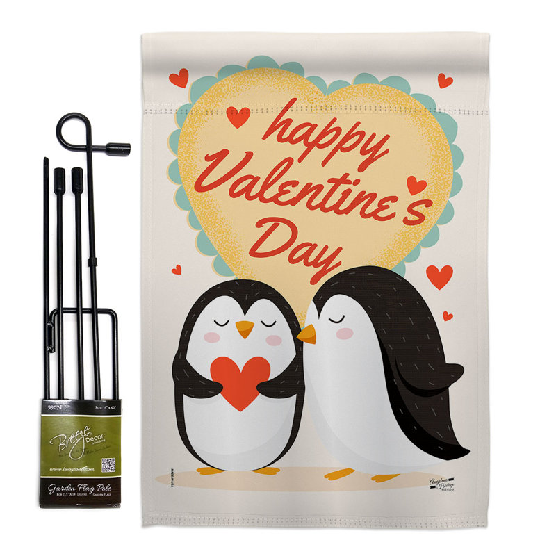 Ensemble de drapeaux en polyester 2 faces Penguins Love 18 x 13 po