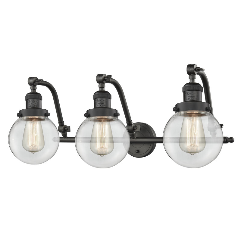 Clementina 3 - Light Dimmable Vanity Light, Clear, Oil Rubbed Bronze, 6 Watt Vinage LED Bulb
