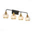Luminaire de meuble-lavabo 31 po - 4 lumières noir + métal doré, abat-jour en verre transparent, applique murale industrielle-1849162724-1849162723