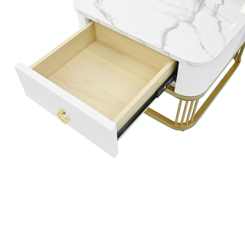 Pawling Nesting Coffee Table, White/Gold